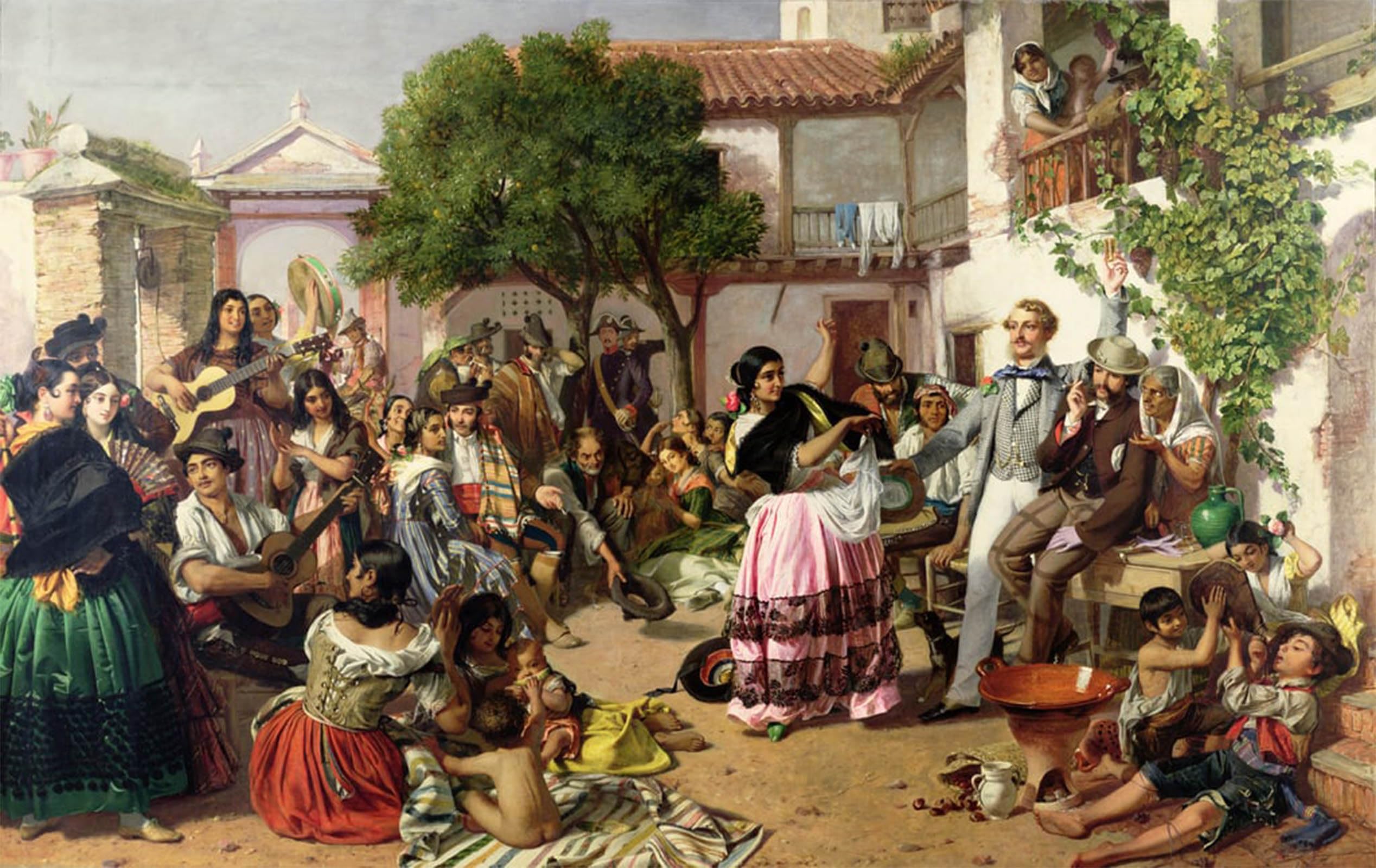 ARTXLXXBN Famous Print Painting Colorful Art Print Life Among the Gypsies Seville by Famous Artist Canvas Art Decorations for Home Decor 60x90cm