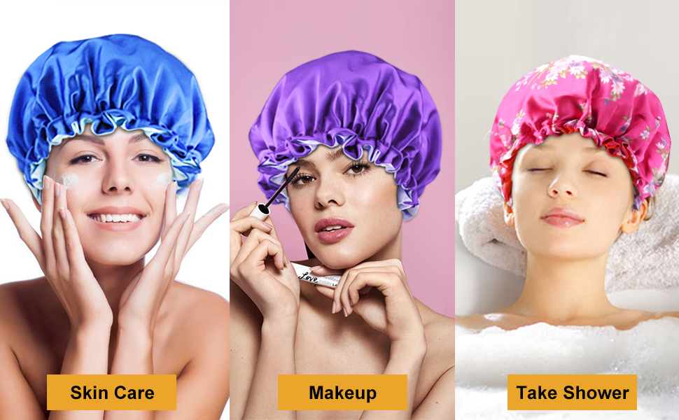5pcs Large Satin for Curly Natural Hair, Double Layer Reversible Silk Hair Cap for Women