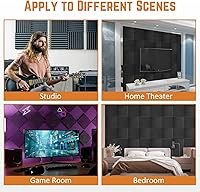 Vista 5 de Paquete de 12 paneles de espuma acústica, cuñas insonorizantes de alta densidad de 1 x 12 x 12 pulgadas para pared, recuperación rápida, resistentes