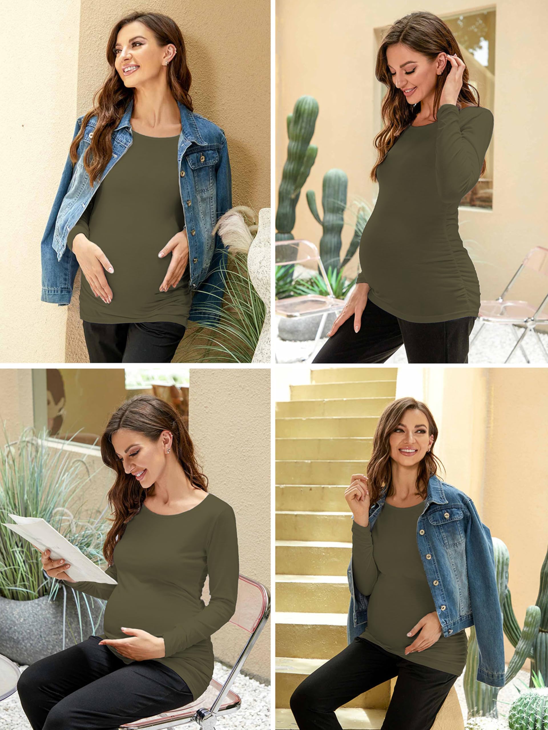 Ropa de maternidad para mujer, manga larga, paquete de 3 unidades