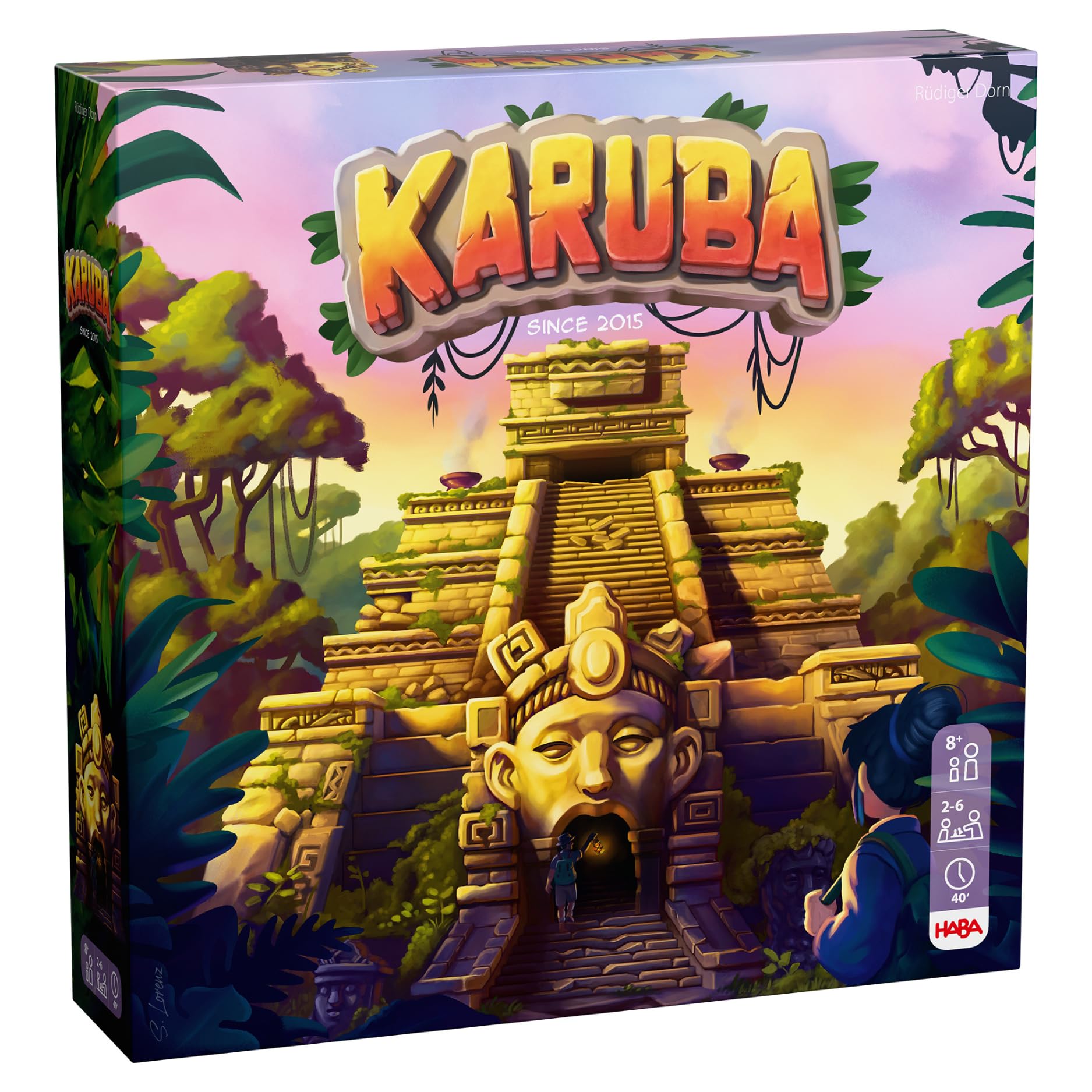HABA Karuba – Abenteuer-Brettspiel für 2–4 Spieler ab 8 Jahren – Fesselndes Lege- und Strategiespiel im Dschungel mit Tempeln und Schätzen – 2012208001
