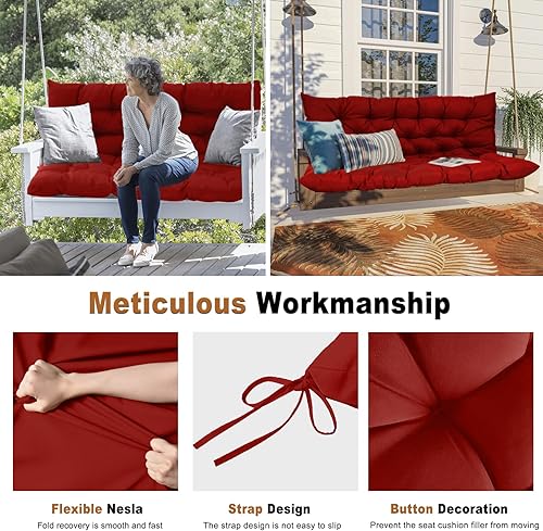 Miniatura 36 de Cojín de repuesto para columpio de 2-3 asientos, cojines de banco para exteriores con respaldo grueso de 4 pulgadas, muebles de patio, jardín, Flor