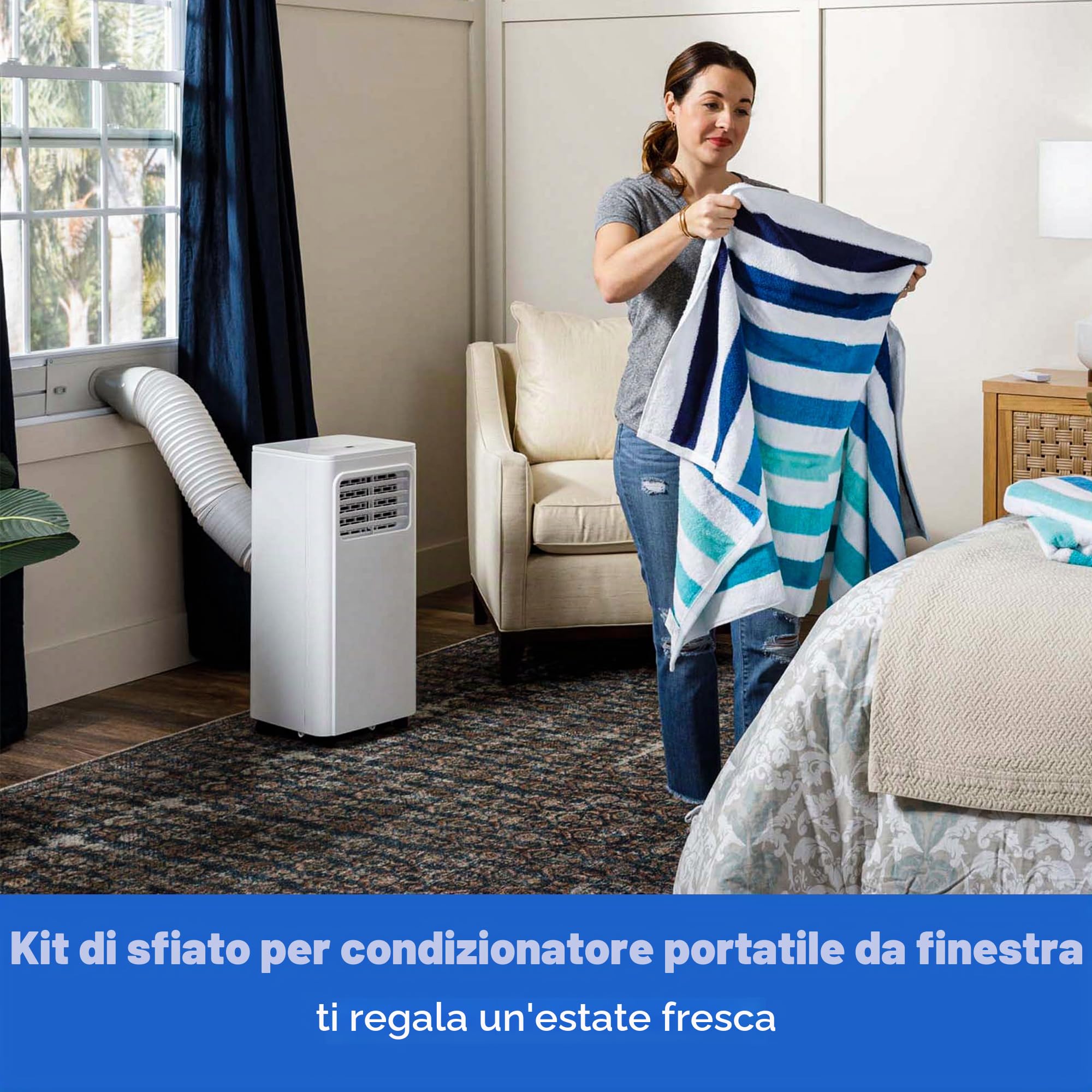 Kit di ventilazione per finestra AC portatile, con tubo di scarico da 15 cm, accoppiatore da 15 cm e protezione per uccelli, kit di guarnizioni regolabili per finestre del condizionatore
