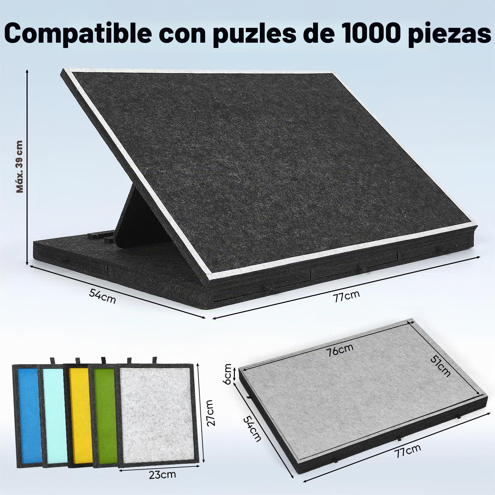 Rompecabezas de 1000 piezas, 5 cajones, 3 niveles de inclinación, plegable