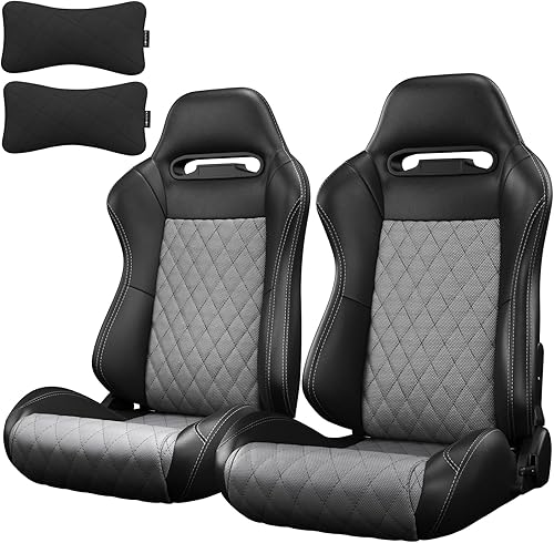 Miniatura 8 de 2 asientos universales ajustables de carreras con deslizadores dobles, asientos de cubo reclinables, 1 par de asientos deportivos para vehículos