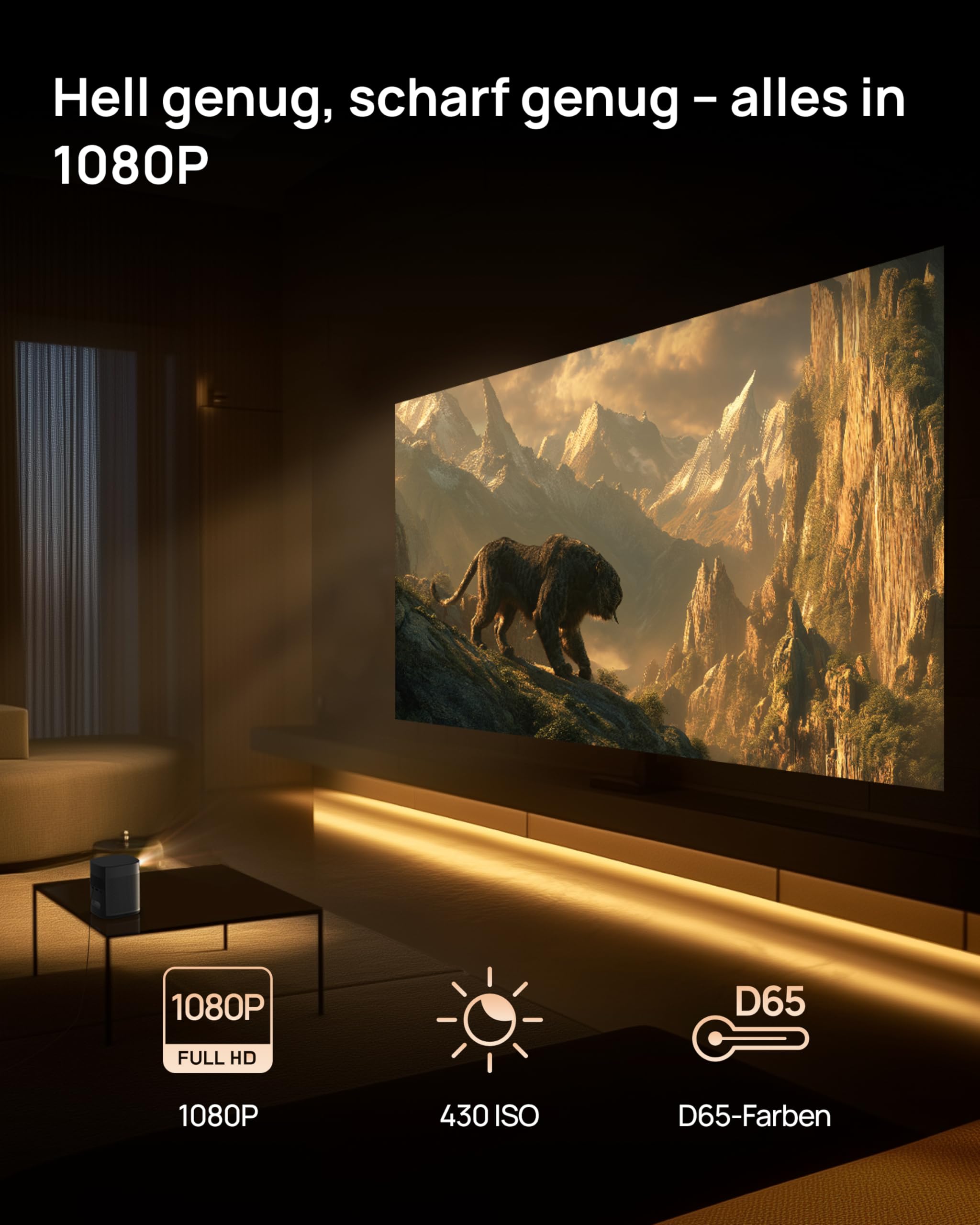 XGIMI MoGo 2 Pro (New) Tragbar Beamer mit Mehrwinkelständer, 1080P Mini-Projektor, Google TV mit lizenziertem Netflix, 430 ISO Lumen, 2X8W Lautsprecher, Autofokus,Intelligent Screen