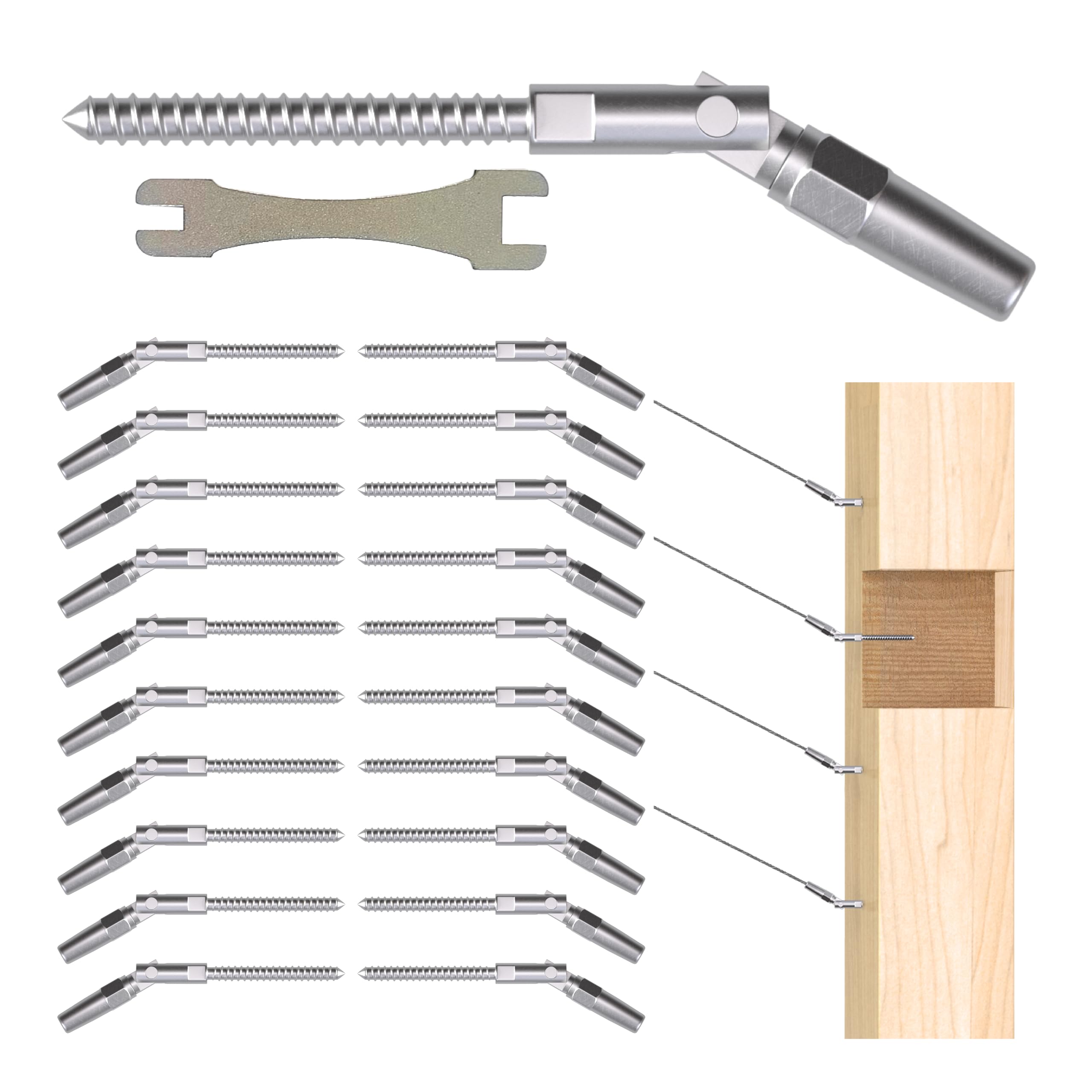 Snapklik.com : Riayer 20 Pack Cable Railing Kit,Invisible Crimp Fitting ...