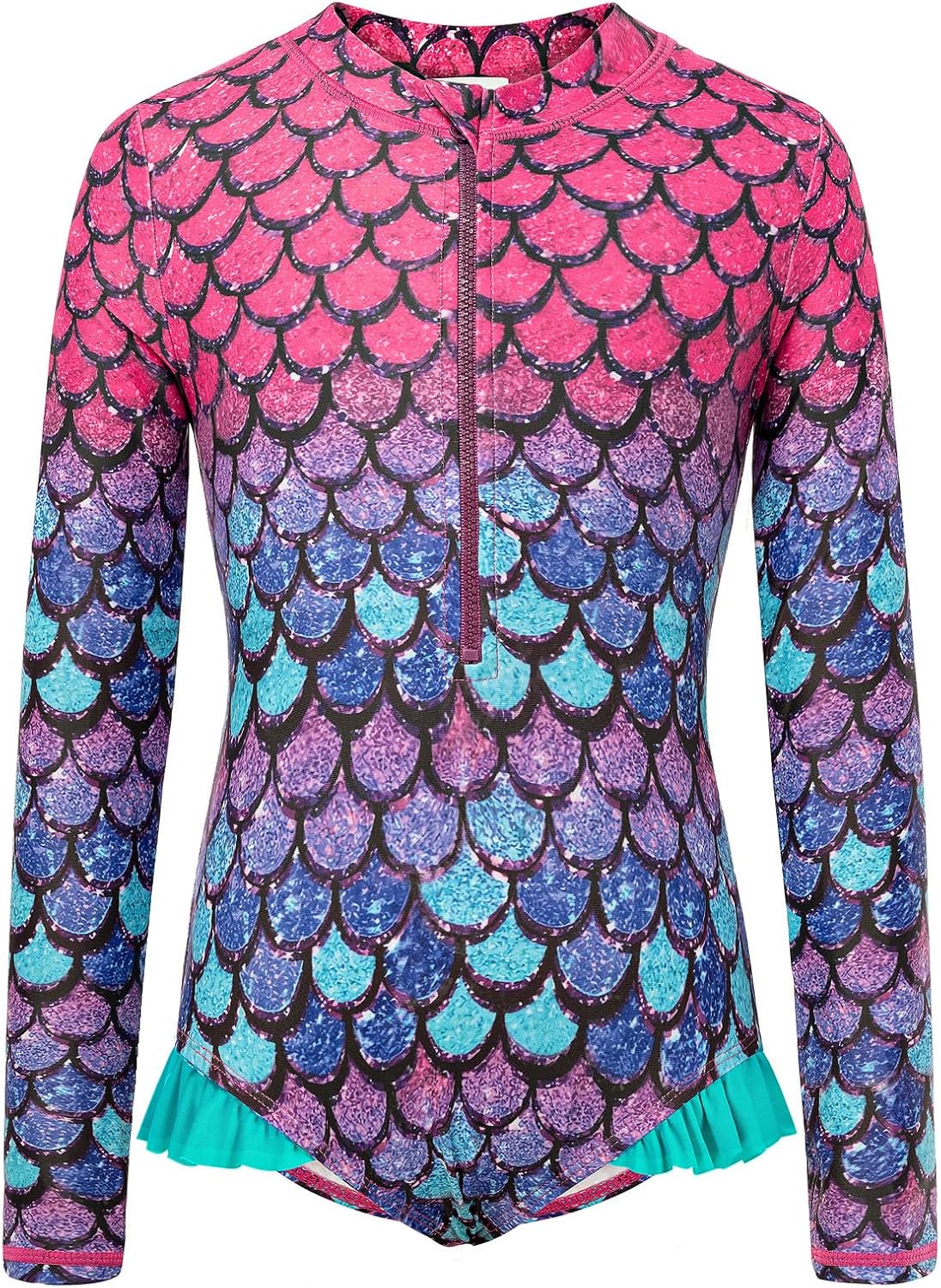 GRACE KARIN Girls One Piece Swimsuits Long Sleeve Bathing Suits Swimwear 5-14Y