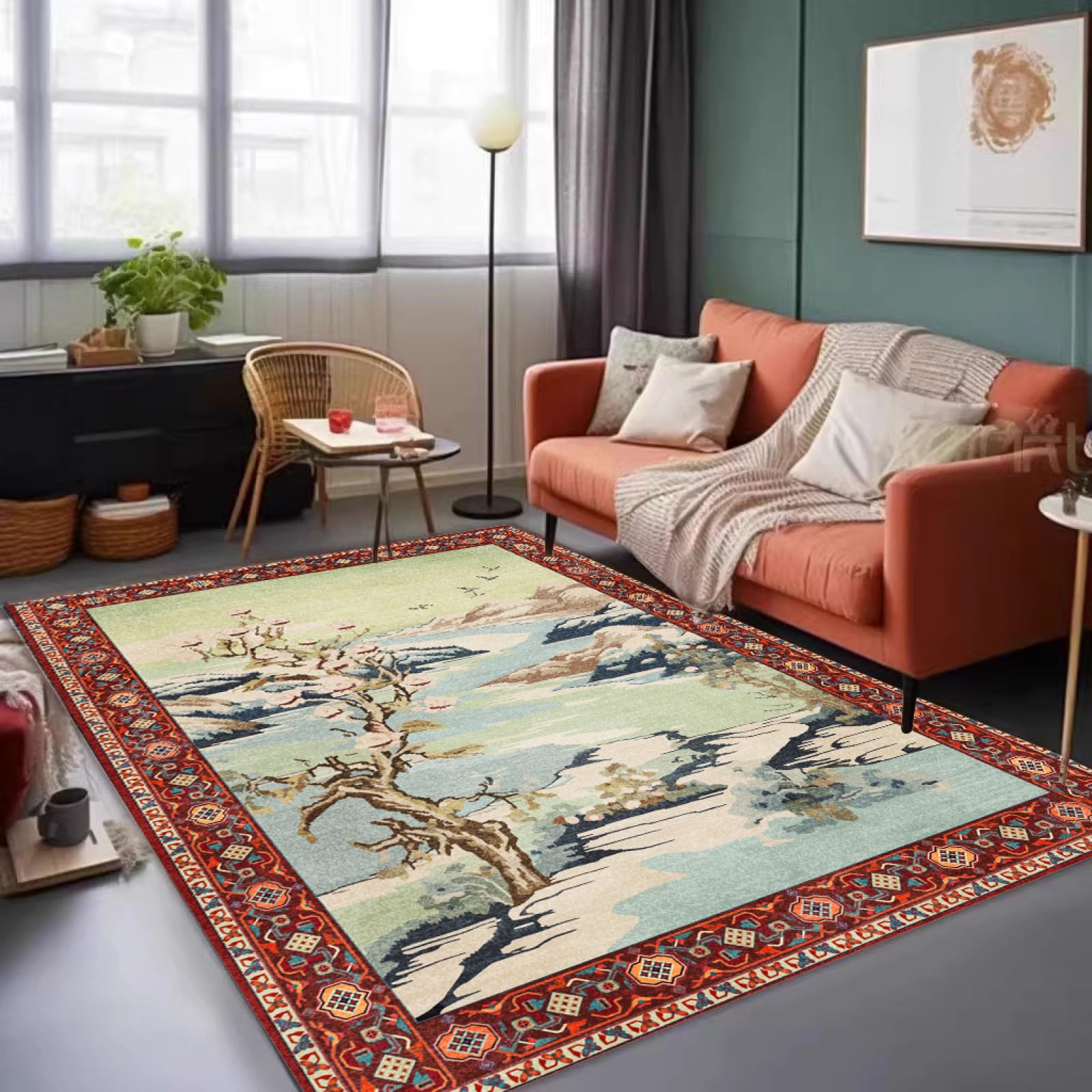 Tapis de salle a manger rouge moderne pour un intérieur convivial