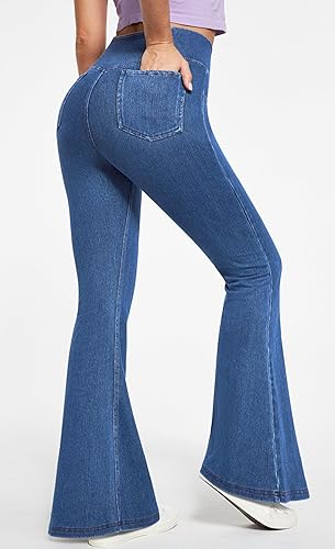 Miniatura 2 de IUGA Jeans acampanados para mujer, corte de bota, cruzado, cintura alta, parte inferior acampanada, pantalones de yoga de moda, leggings acampanados