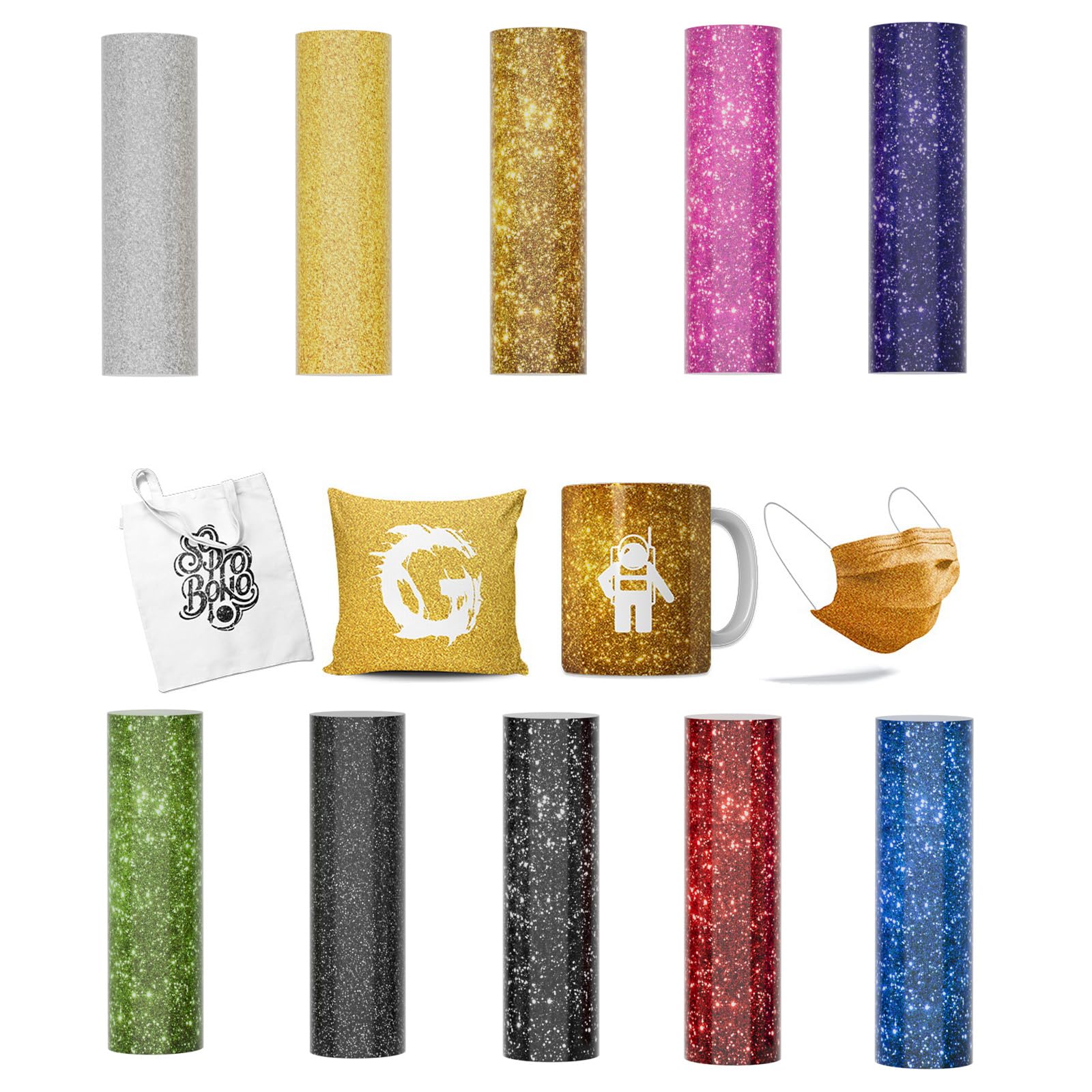 10 Fogli di Trasferimento di Inchiostro Infusibile, 4.5 "X 12" Infusible Transfer Paper, Carta Prestampata a Sublimazione per DIY Tazza e Vestiti (Glitterato)
