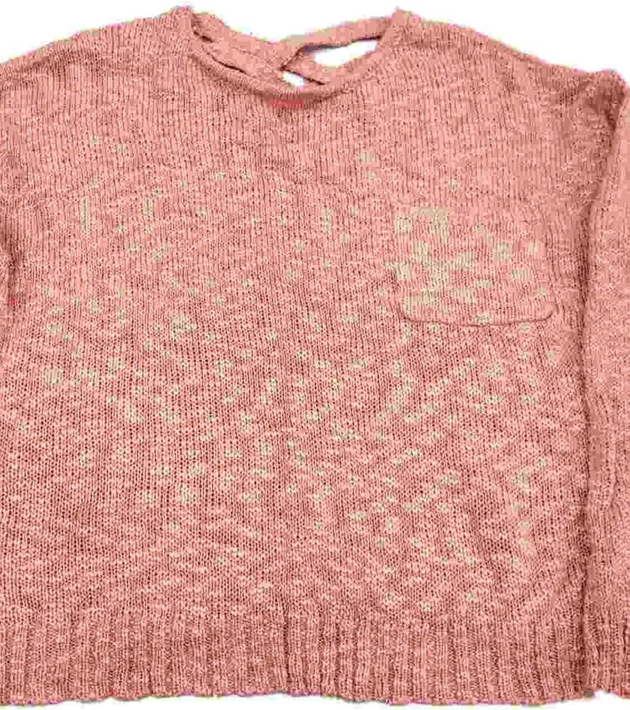 Urbanology Womens Coral Pink Knit Long Sleeve Front Pocket