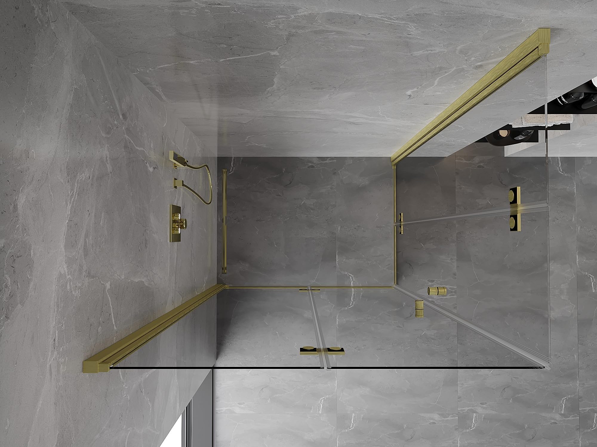 Mexen Mist-F Duo Box doccia pieghevole, variante sinistra, 120 x 80 cm, vetro trasparente 6 mm, finitura oro spazzolato