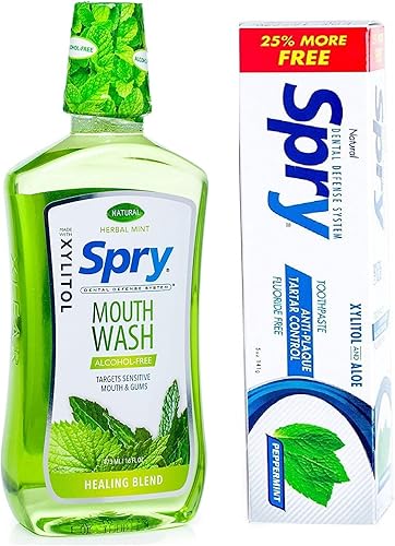 Spry Xylitol sin alcohol, crema de hierbas naturales, mezcla de curación 453 ml