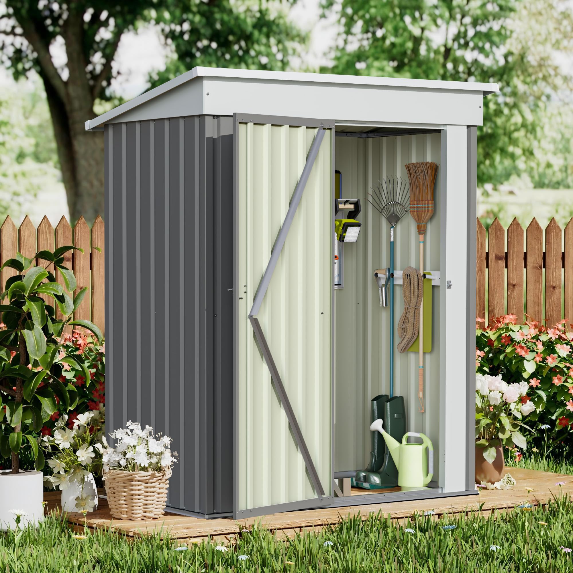 GUNJI 5 x 3 FT Shed Outdoor Storage Shed Metal
