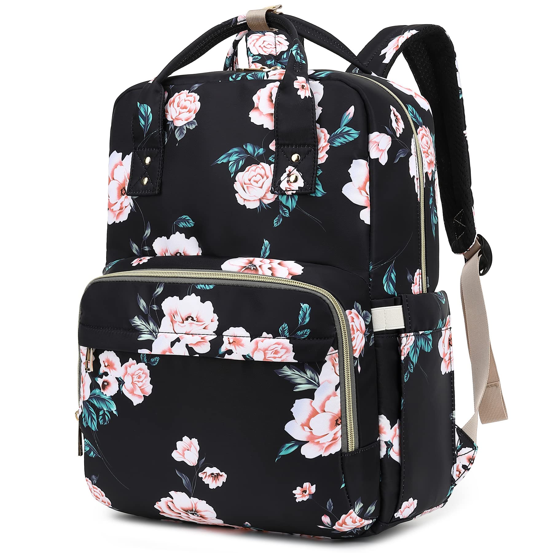 Kouxunt Floral Laptop Backpack 15.6 Inch College Bookbag School Casual Computer Backpacks for Women Girls