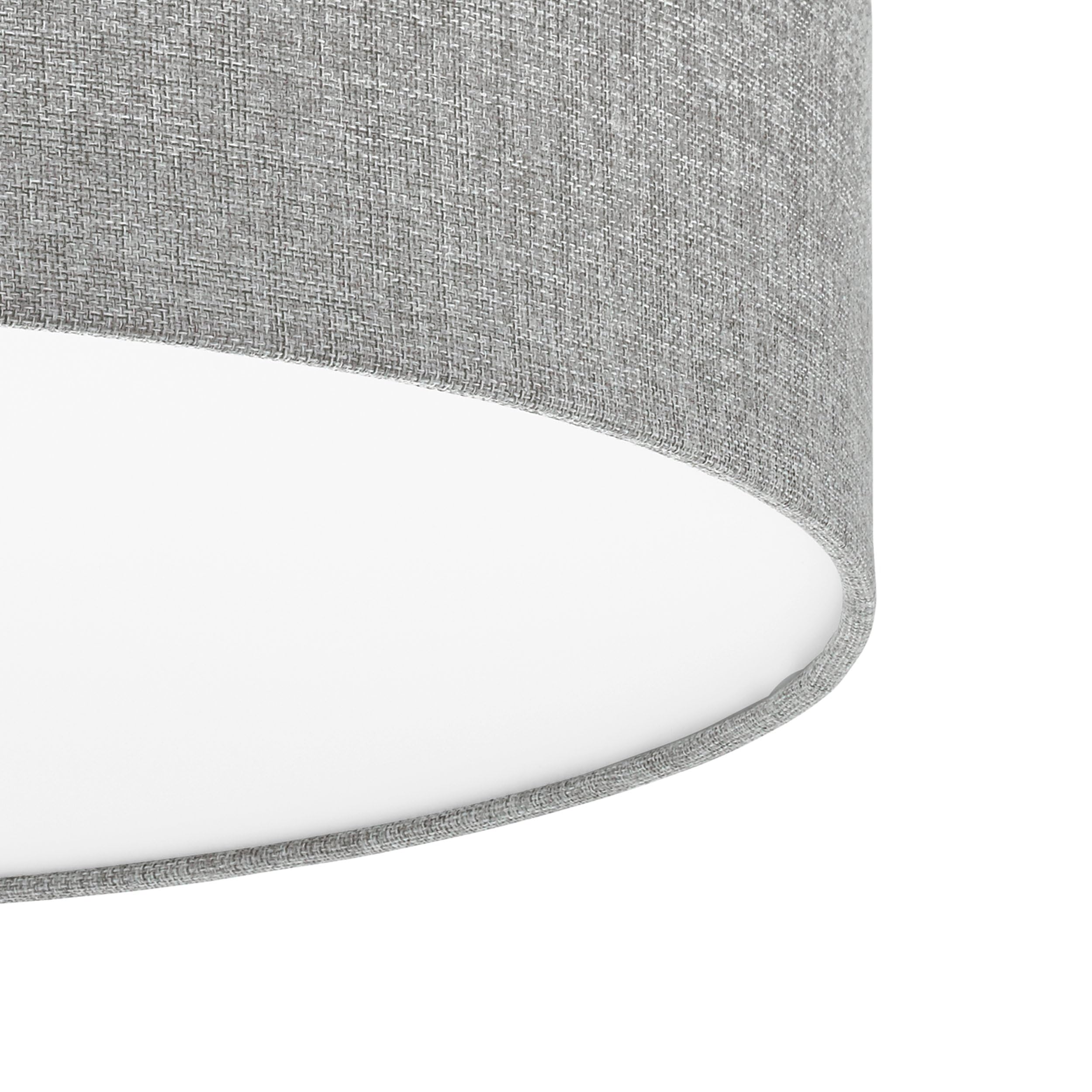 EGLO Deckenlampe Pasteri, 3 flammige Textil Deckenleuchte, Material: Stahl | Stoff, Farbe: Leinen grau, weiß, Ø: 57 cm
