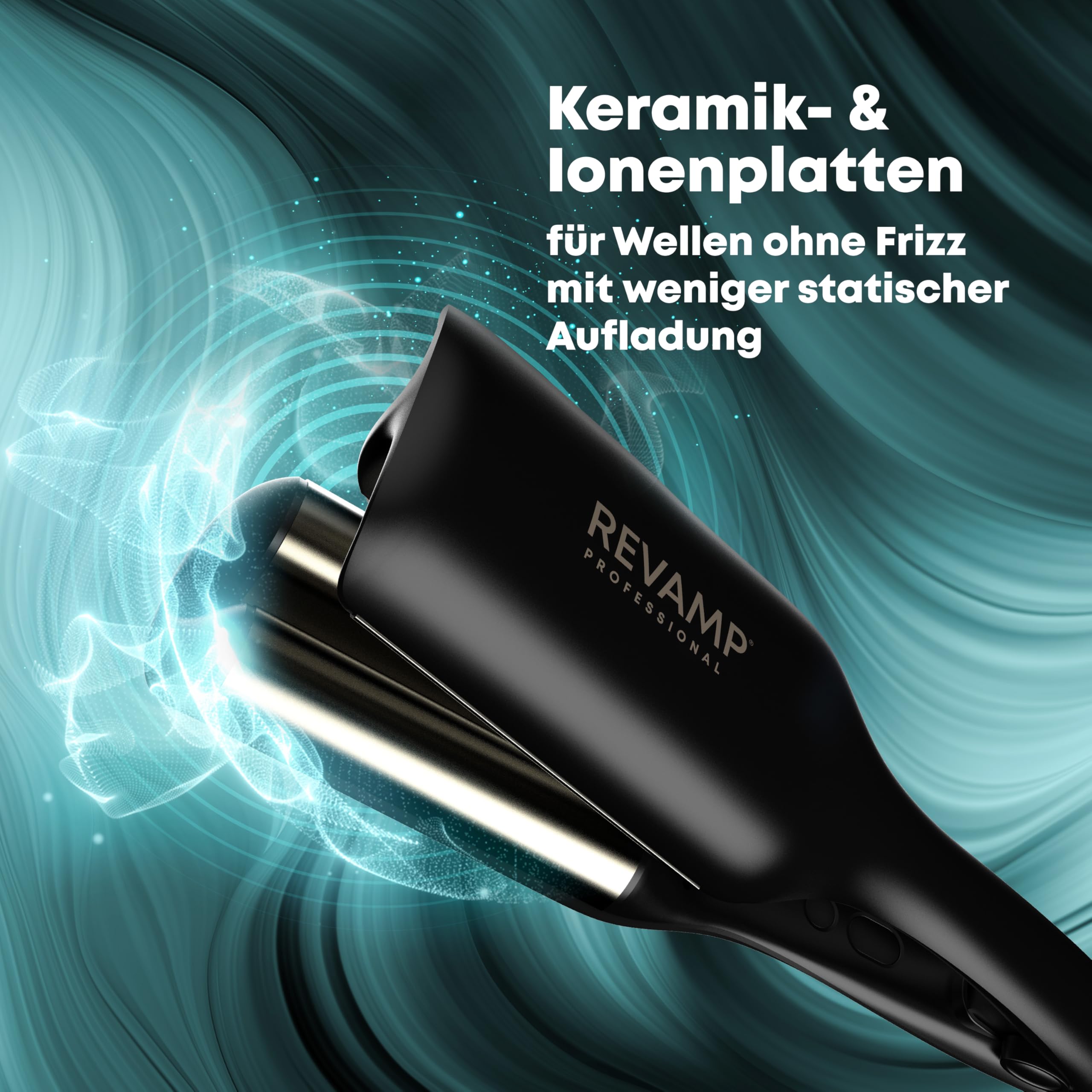 REVAMP 2-in-1 Beach & Volumen Professional Welleisen - Welleneisen für Haare, Beachwaves Lockengerät, Lockenstab für Locken & große Wellen - Mermaid Hair Waver für kurzes und langes Wavy Hair