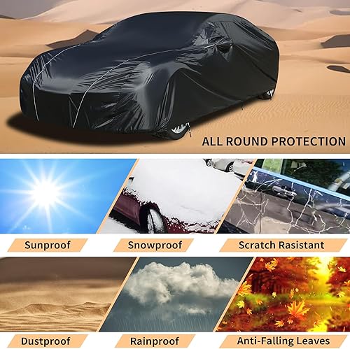 Miniatura 86 de Coverado Funda de automóvil impermeable para todo tipo de clima para automóviles, cubierta completa 210D para exteriores, protección contra rayos