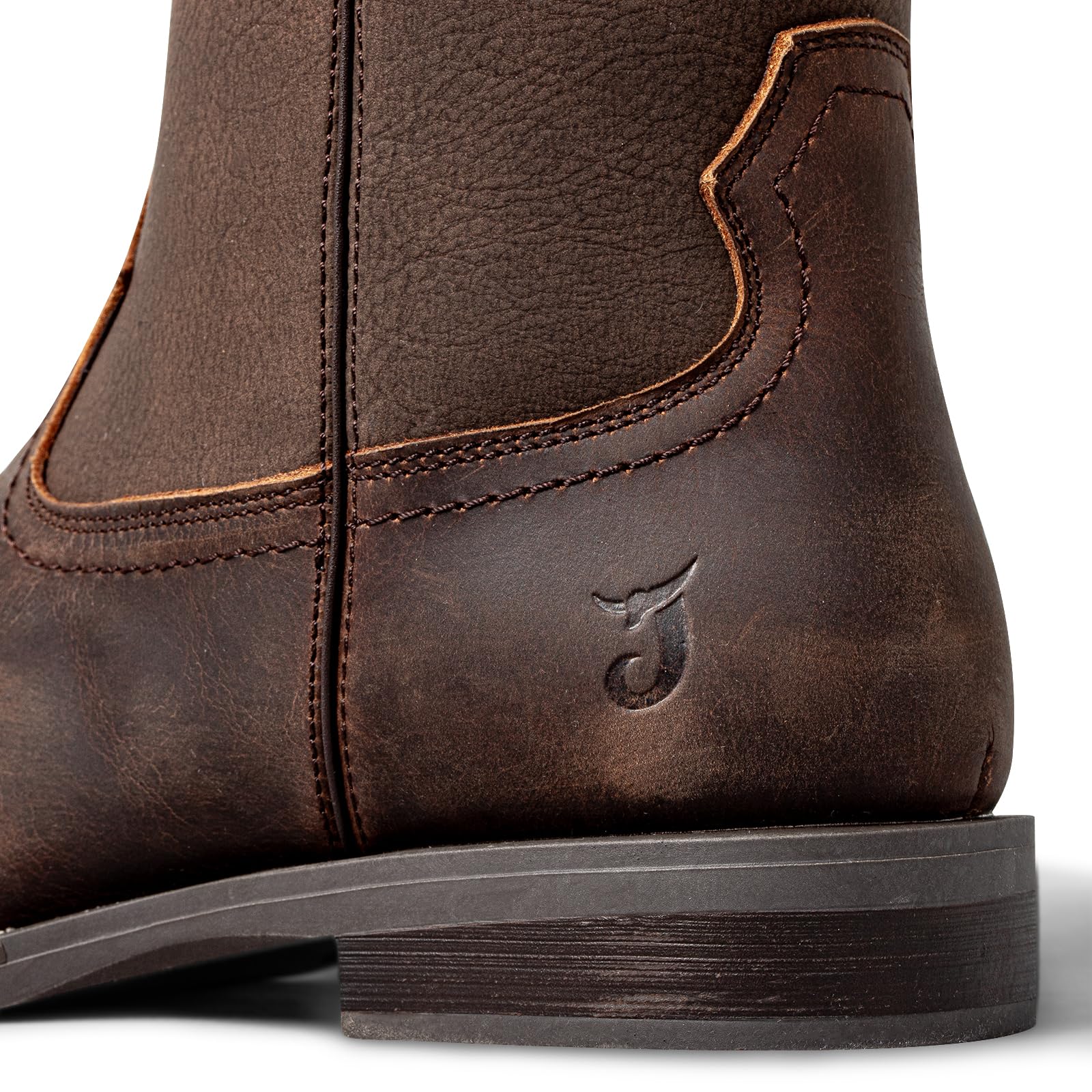 J's.o.l.e Cowboystiefel aus Leder für Herren, quadratischer Zehenbereich, Western-Stil, zum Reinschlüpfen, bestickt, Landarbeit, Reitkleid, Stiefel, Braun