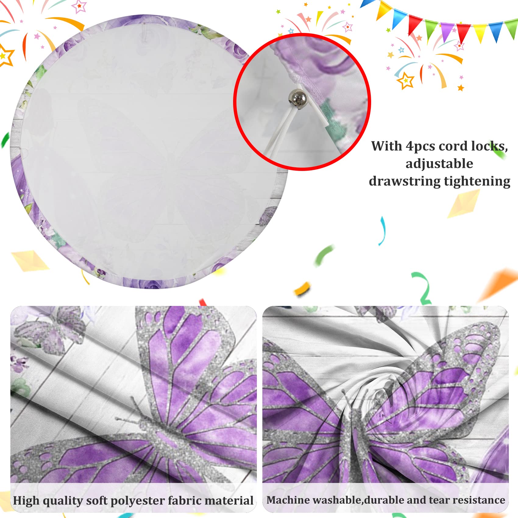 DeFouliao Quinceanera Fotohintergrund 3x2,4 M – Lila Blumen & Schmetterlinge Für 15. Geburtstag – Vinyl-Stoff