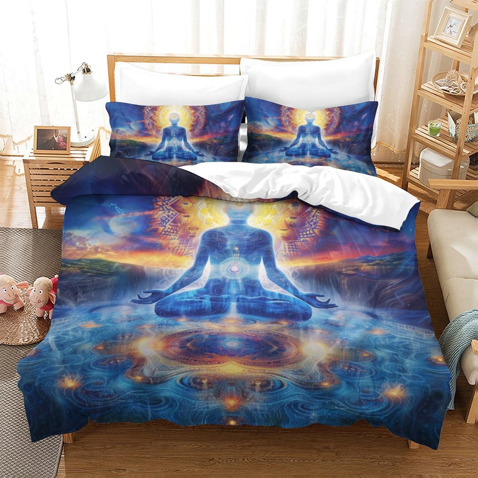 Image du Bouddha parure de lit 3D 200x200 microfibre avec 2 taies d'oreiller