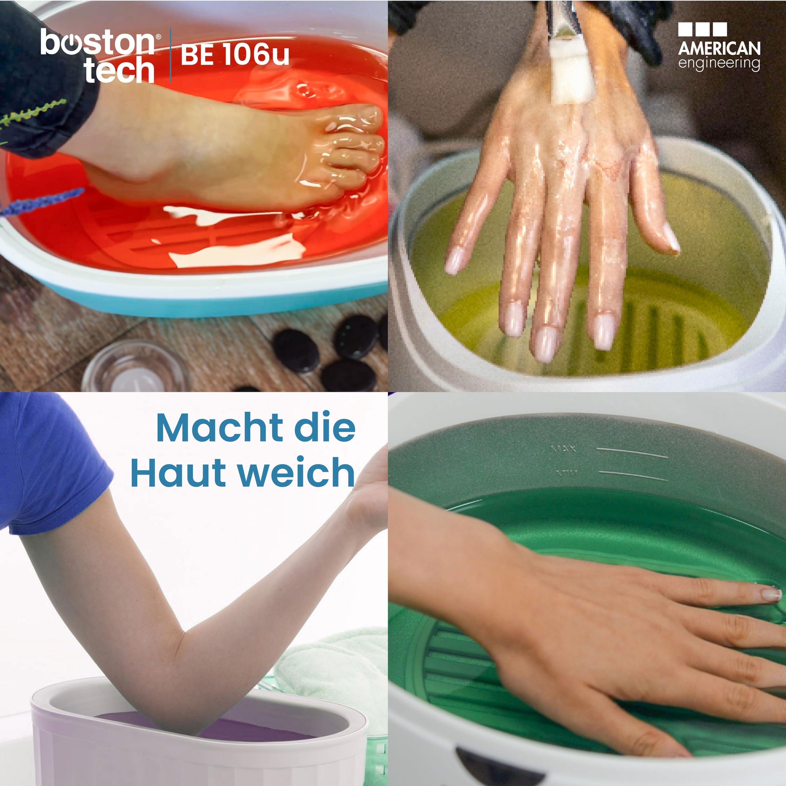 Paraffinwachs für Hände Füße Boston Tech® Antioxidative + Hydratisiert+ Nährt+ Ästhetisch | Ideal für jedes Paraffinbad | 6 Blöcken à 450g One duft