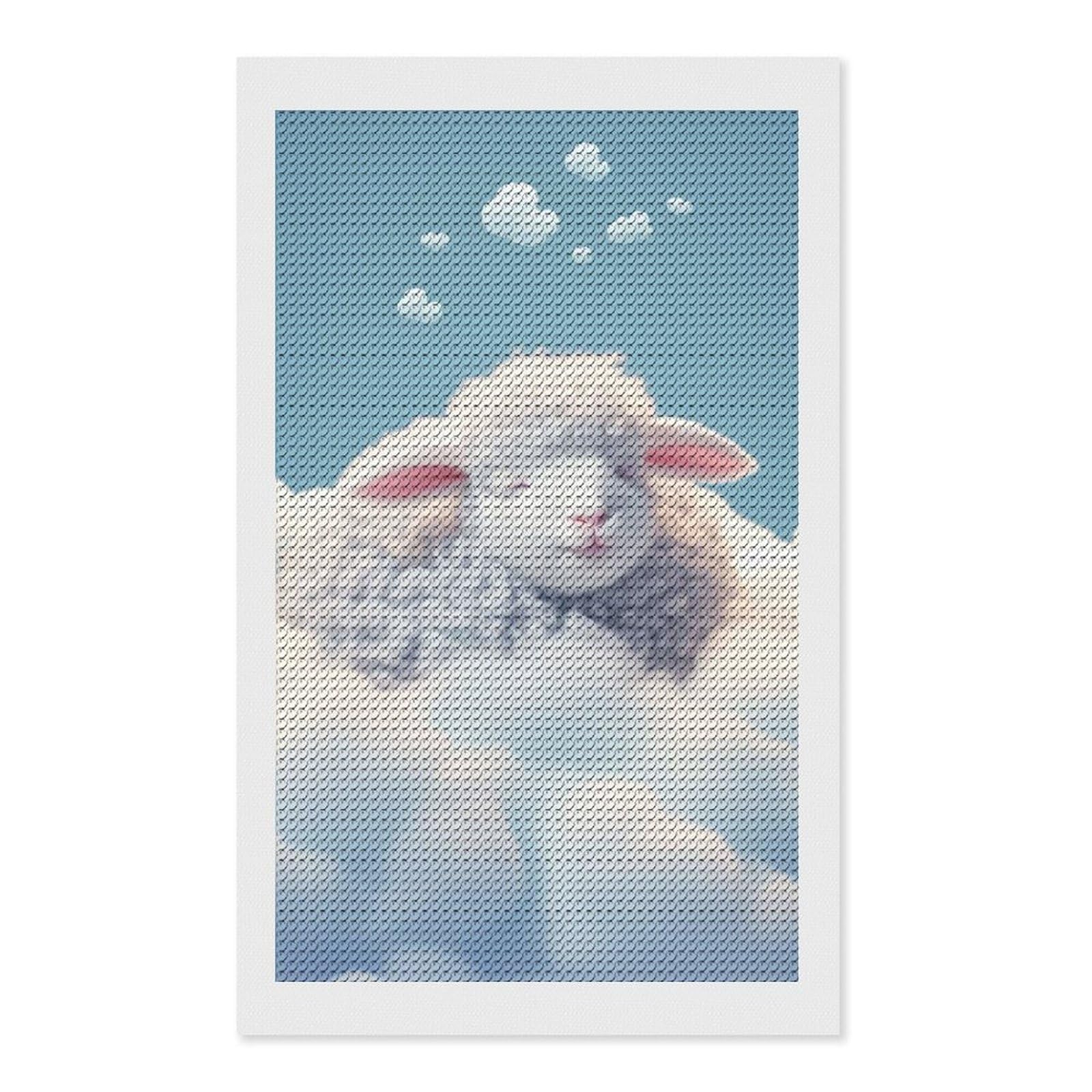 Junmoney Sheep Sleep Diamond Painting Canvas Kit 12"x20", Leisure Activity, Aesthetic Room Decor, with Tool Kit, DIY, Gift