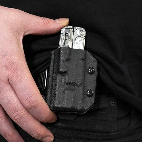 Miniatura 3 de Clip & Carry Kydex - Funda multiherramienta para cuero P4, fabricada en Estados Unidos (multiherramienta no incluida) EDC Multi Tool Holder Funda