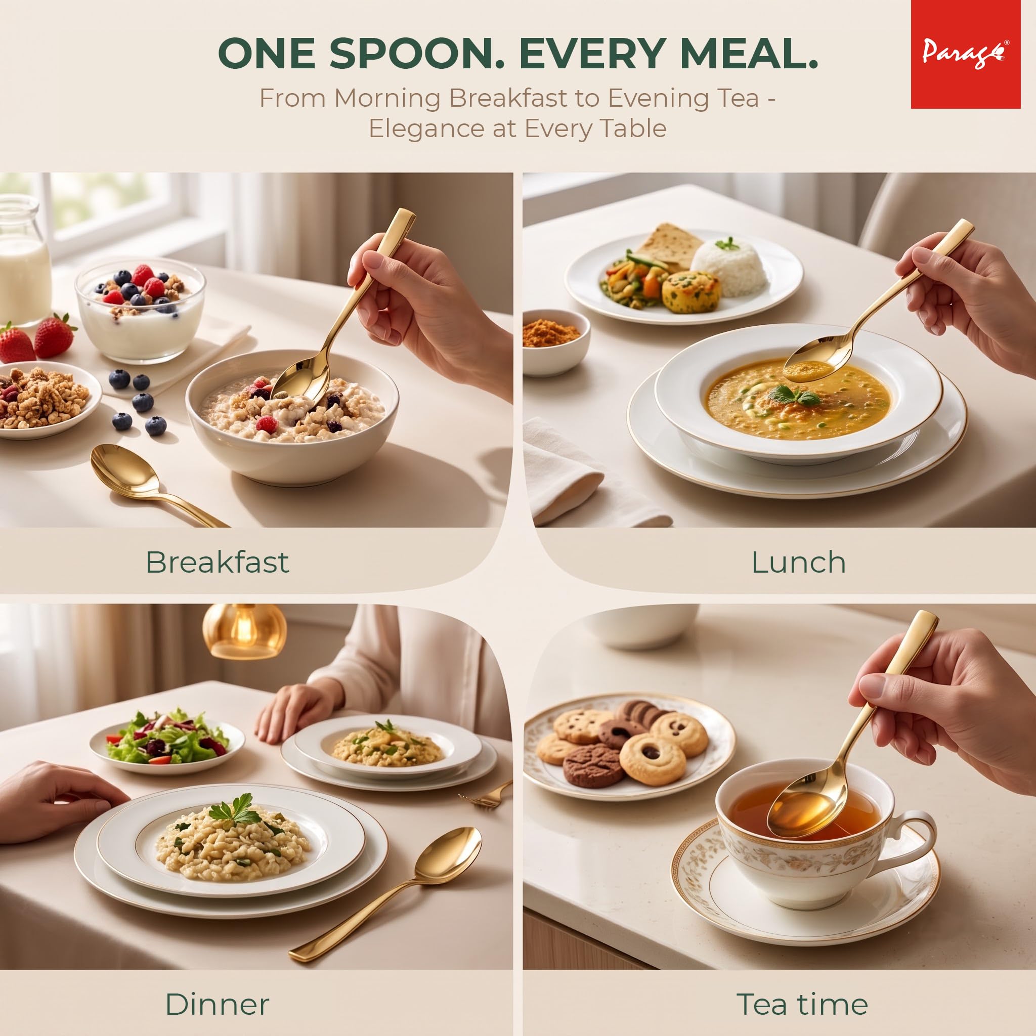 Parage Gold Stainless Steel Spoons - Set of 6 -7