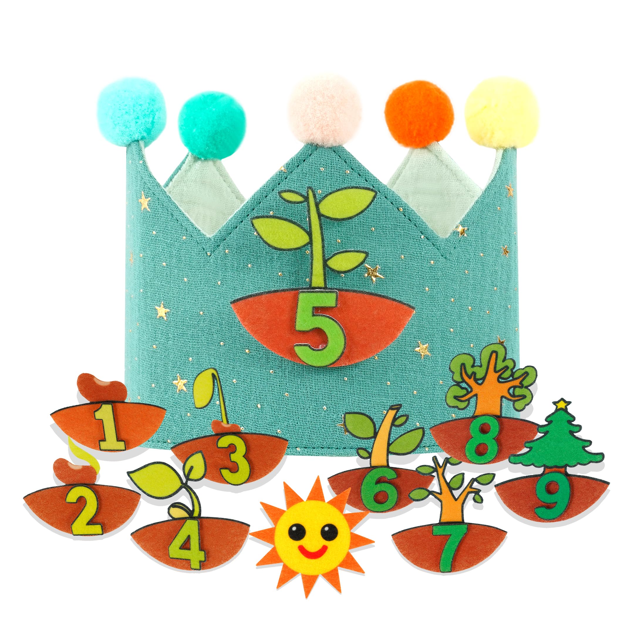 Corona de cumpleaños para niña y niño, corona de cumpleaños con tamaño ajustable y números del 1 al 9, corona de cumpleaños, decoración de cumpleaños para cumpleaños