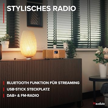 Audizio Genoa DAB Radio with Bluetooth Stereo DAB Plus Radio with Remote Control 60 Memory Slots Auto Scan Line-Out USB Ideal for Home and Travel Easy to Use - Copper