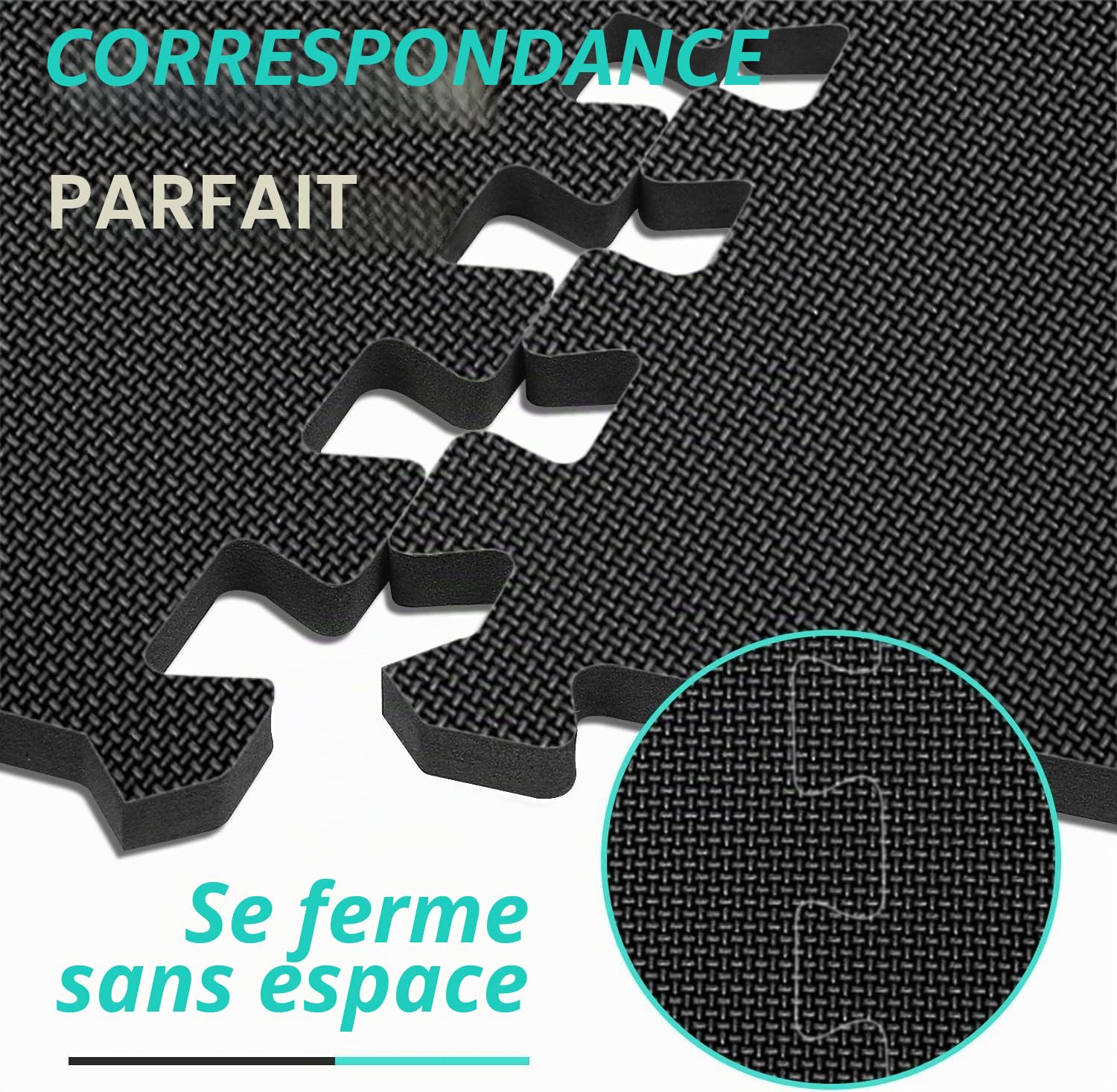 Tapis de sol Fitness Set [31x31cm], 24/36/48 Tapis puzzle, tapis de sport EVA Tapis de fitness antidérapant, tapis de sol pour salle de fitness&appareil de fitness (2,22 Qm/24 Tapis - Noir)
