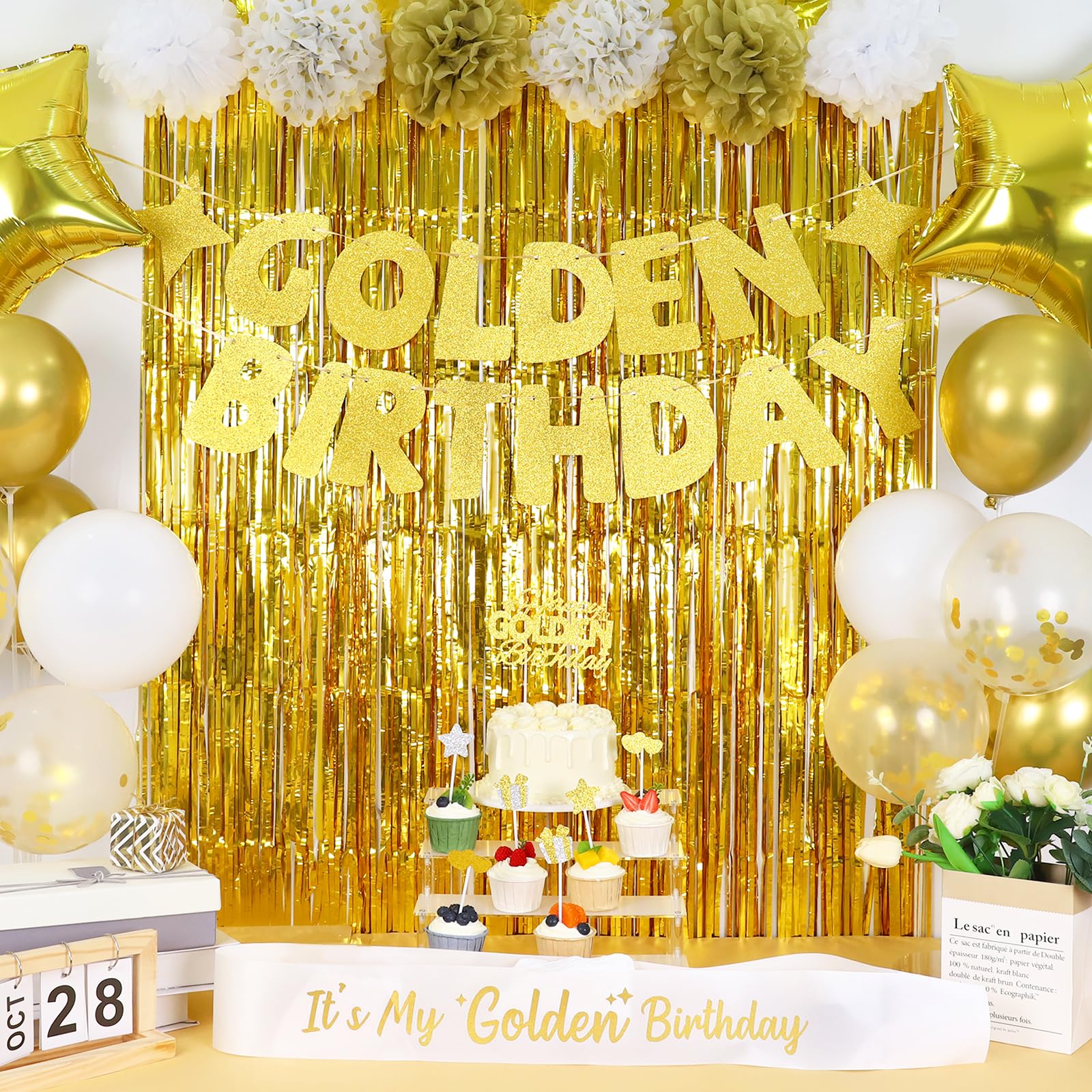 Decoraciones de cumpleaños doradas