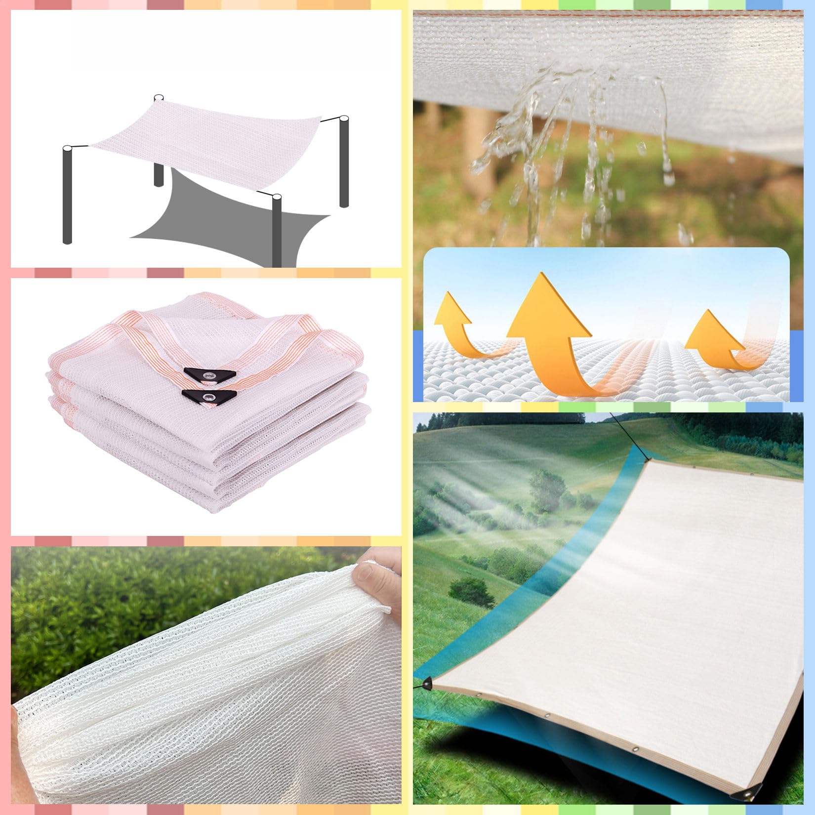 Malla de Sombra Valla de Privacidad,Red de Sombra con Ojales para Invernadero Toldo para jardín,50% protección UV, para Patio terraza, Plantas, gallinero (5x6m)