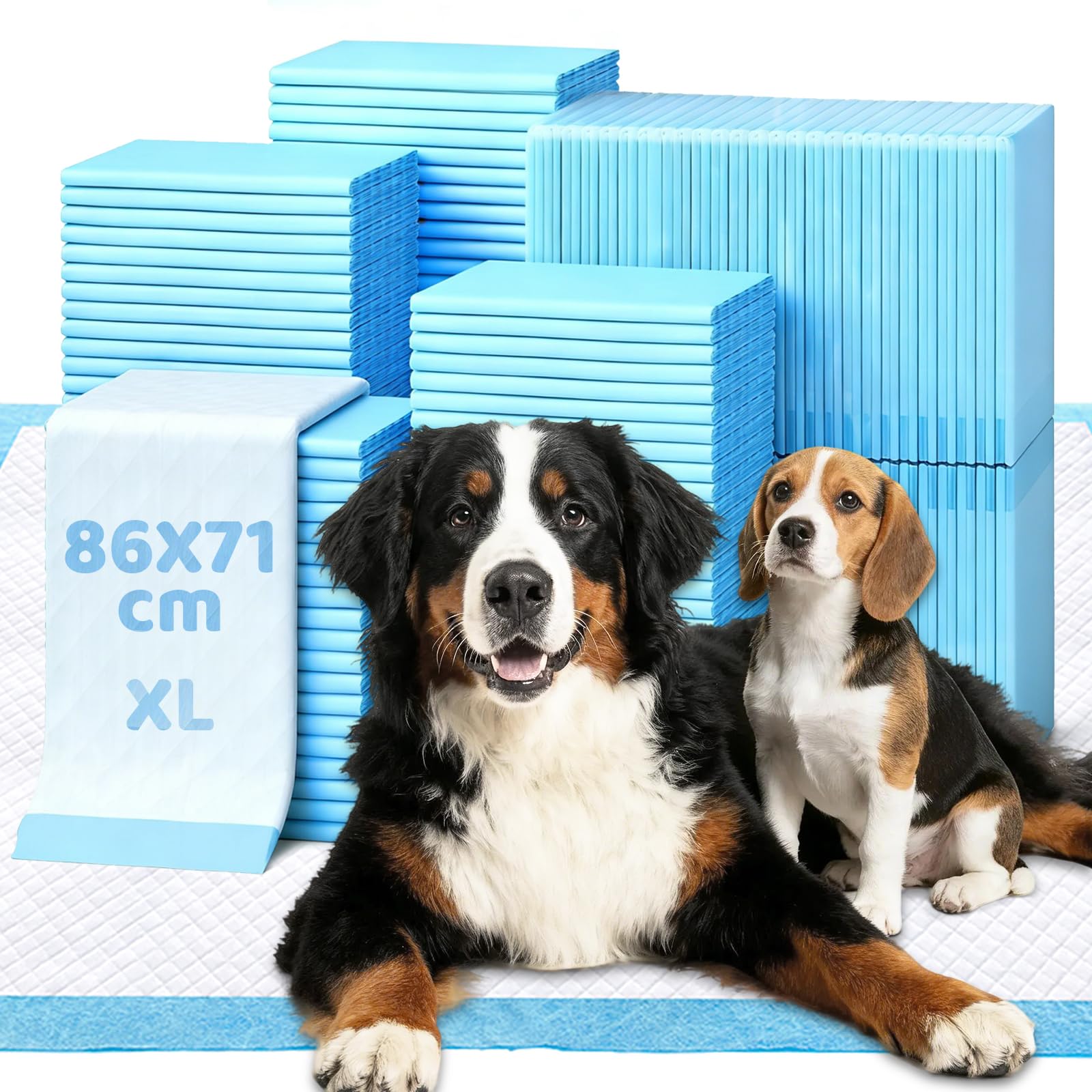 Extra Large Puppy Training Pads 86 x 71 cm, Super Absorbent 6-Layer Leak-Proof XL Puppy Pads 50 Pack, Quick-Dry Odour-Control Thick Dog Pee Pads for Indoor Use