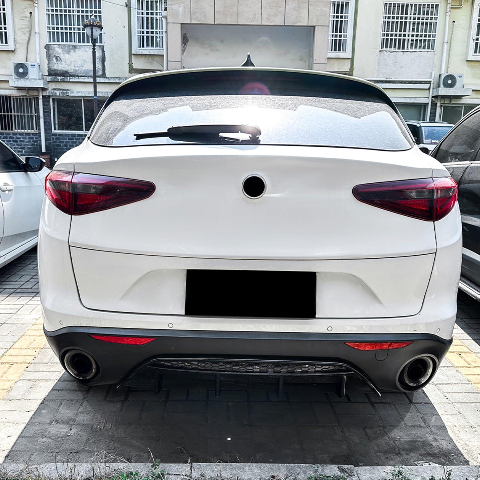 Heckstoßstange Diffusor Lippe Kit für Alfa Romeo Stelvio 2017-2024 Schwarz