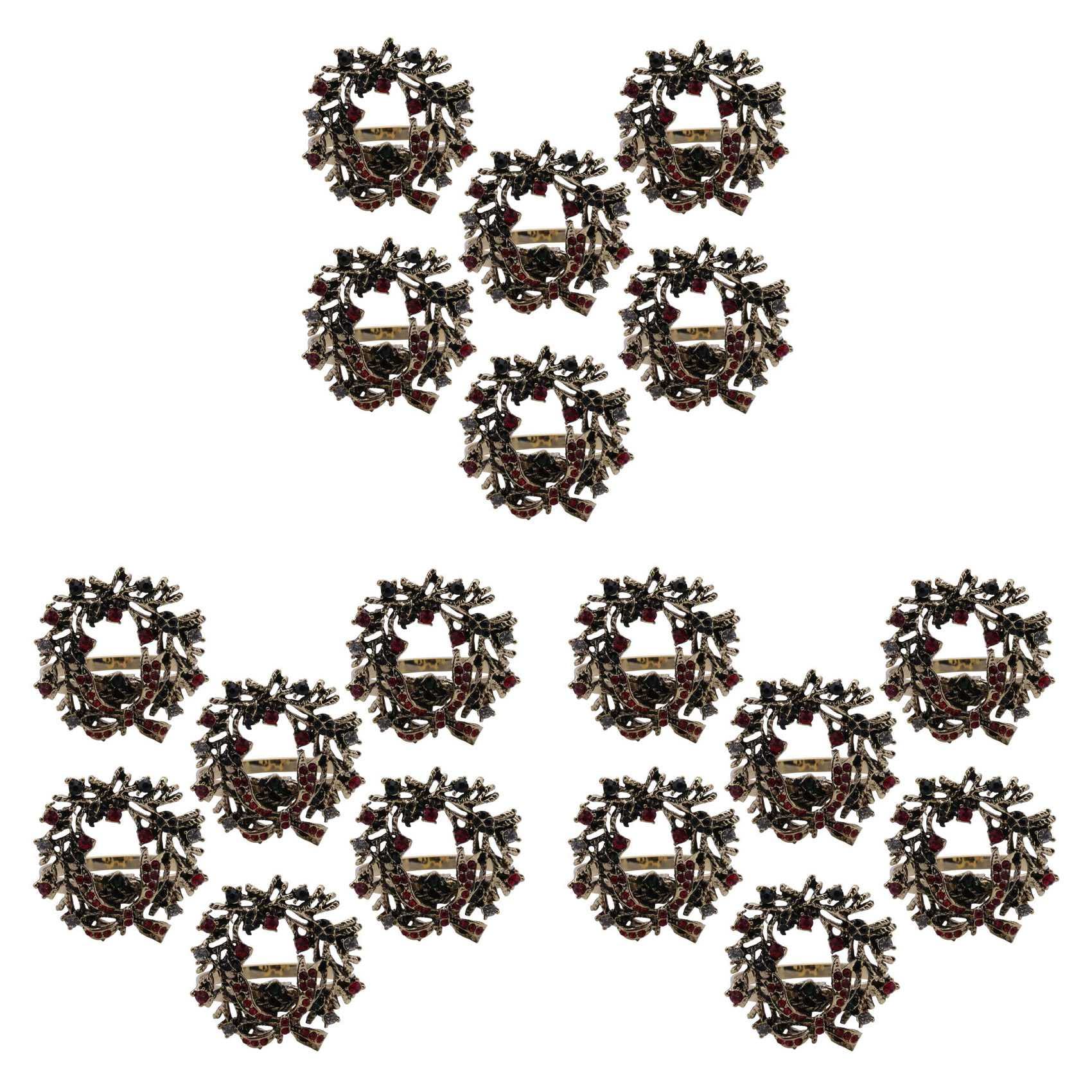 Hndhbfgrt 18Pcs Christmas Wreath Napkin Rings Metal Napkin Buckle Napkin Holder Napkin Circle