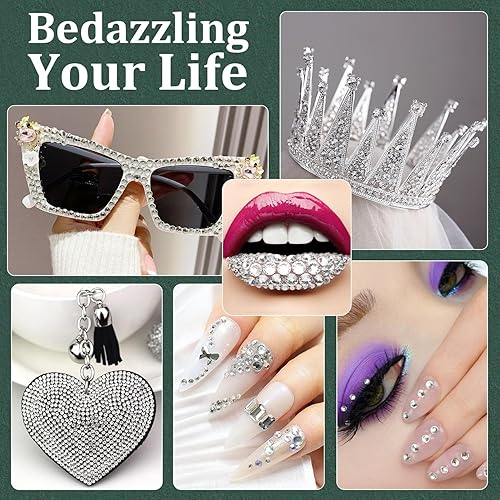 Miniatura 7 de Diamantes de imitación de resina para manualidades con pegamento de joyería B7000, 1 caja de cristales transparentes con parte trasera plana con 3