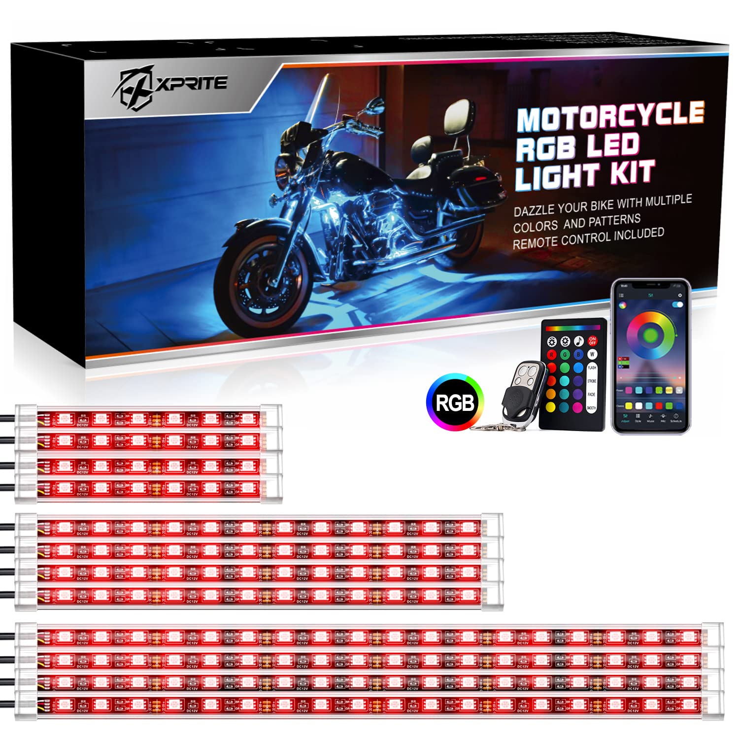 Amazon.com: Xprite Motorcycle LED Underglow Kit, Bluetooth with