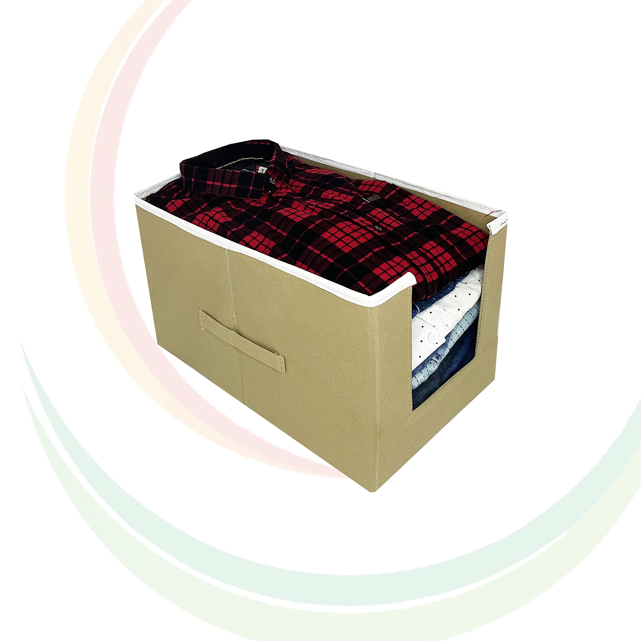 GR Art&Craft "Organize Your Space Non Woven Shirt Stacker/Shirt Organizer/Wardrobe Organizer/Cloth Organizer/Cloth Cover- Beige (Pack Of 1)