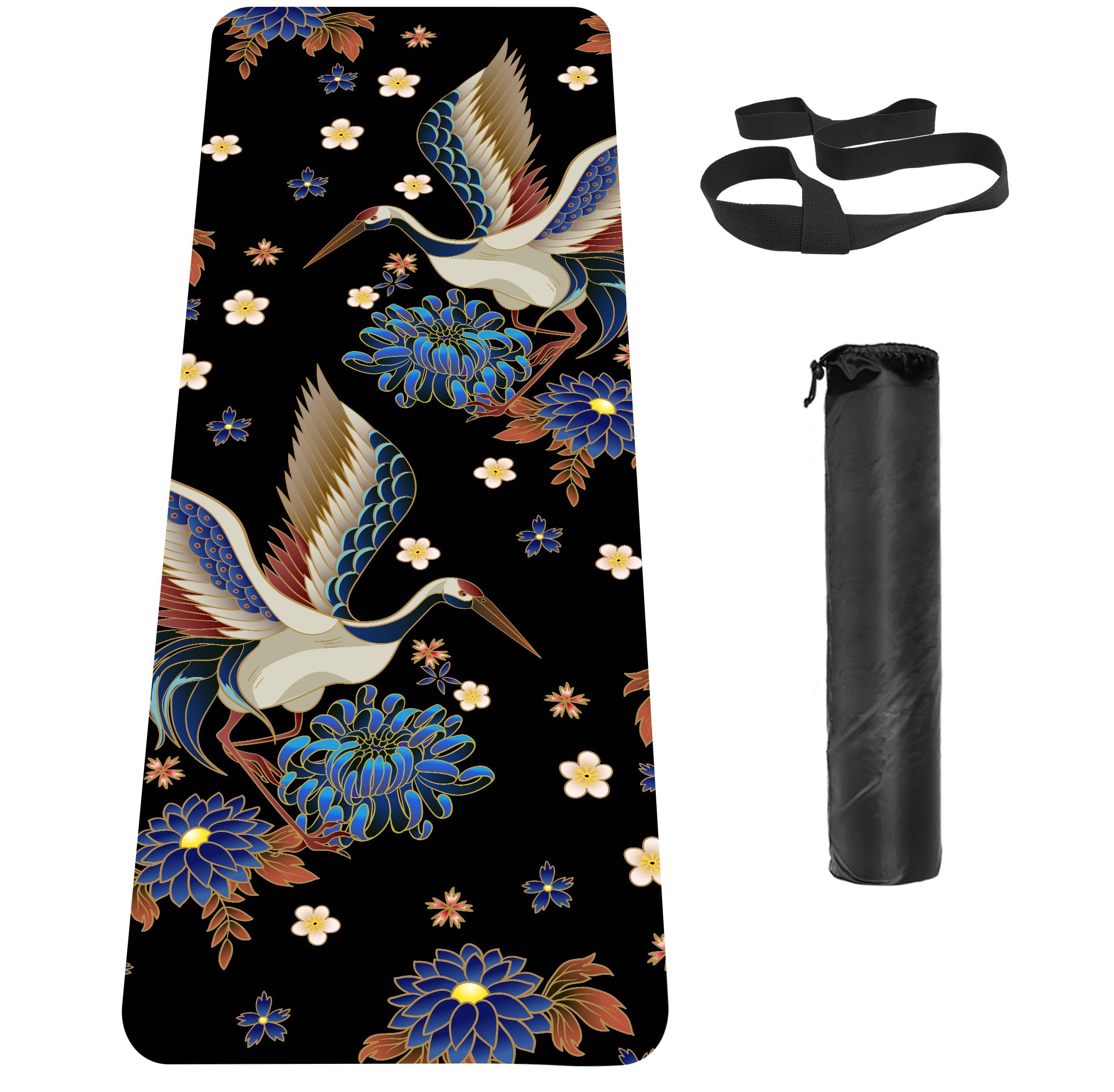 Knsbk Non Slip Yoga Mat TPE Workout Mat for Men Women, Thick Workout Mat with Carrying Strap, Fitness Mats for Exercise, Yoga, Fitness, Pilates, Floor Workouts (72