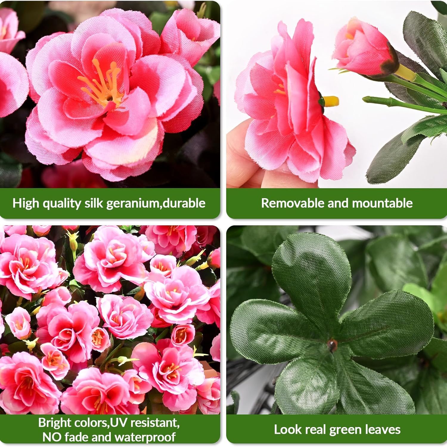 Waipfaru 4 Large Bundles Artificial Faux Outdoor Flowers Plants for Spring Summer Decoration, Fake Silk Camellia UV Resistant Look Real for Planter Outside Front Door Porch Patio Balcony, Light Pink
