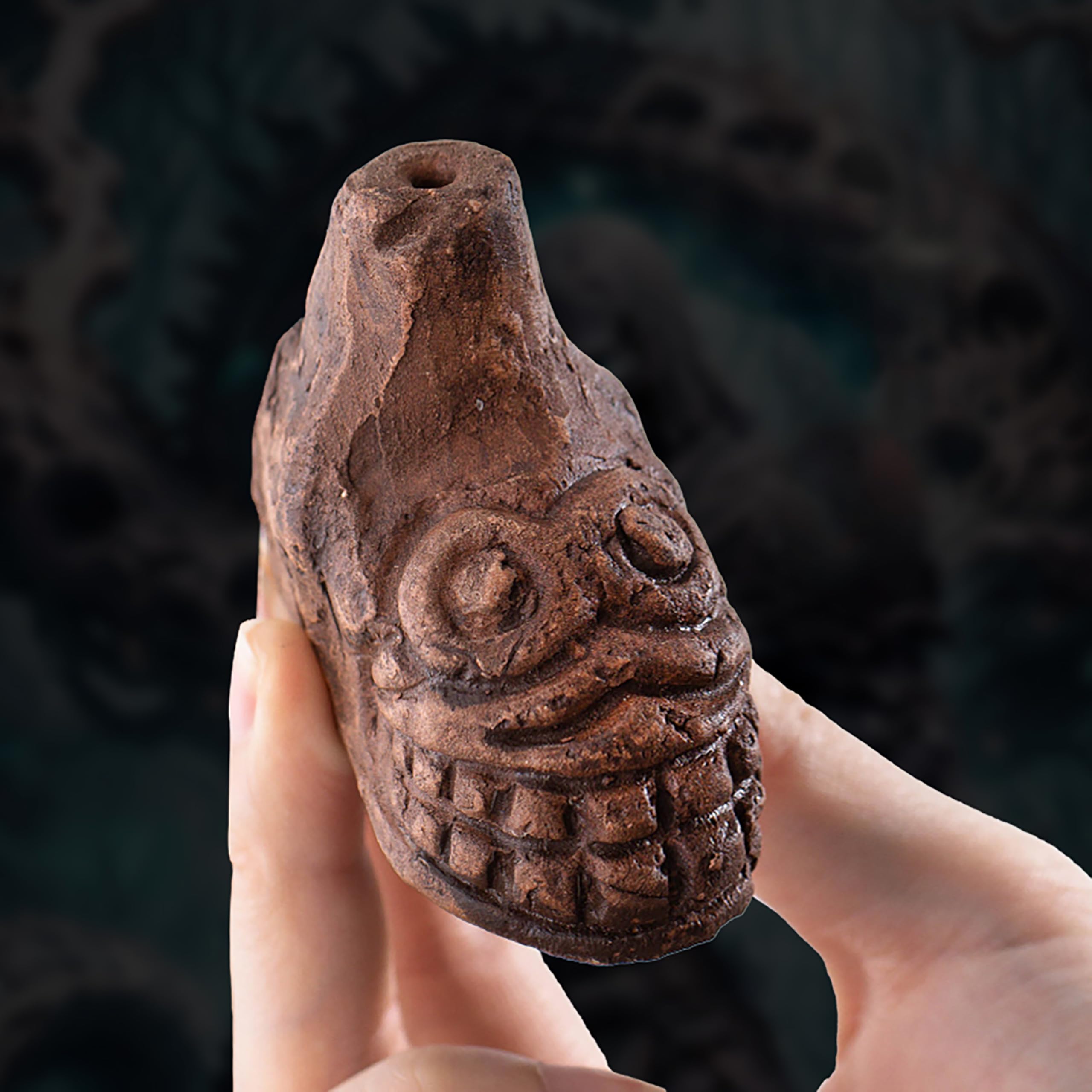 Sifflet de la mort aztèque – Plus de 125 décibels – Son humain authentique – Sifflet de guerre aztèque antique pour Halloween et cadeaux (rouge)