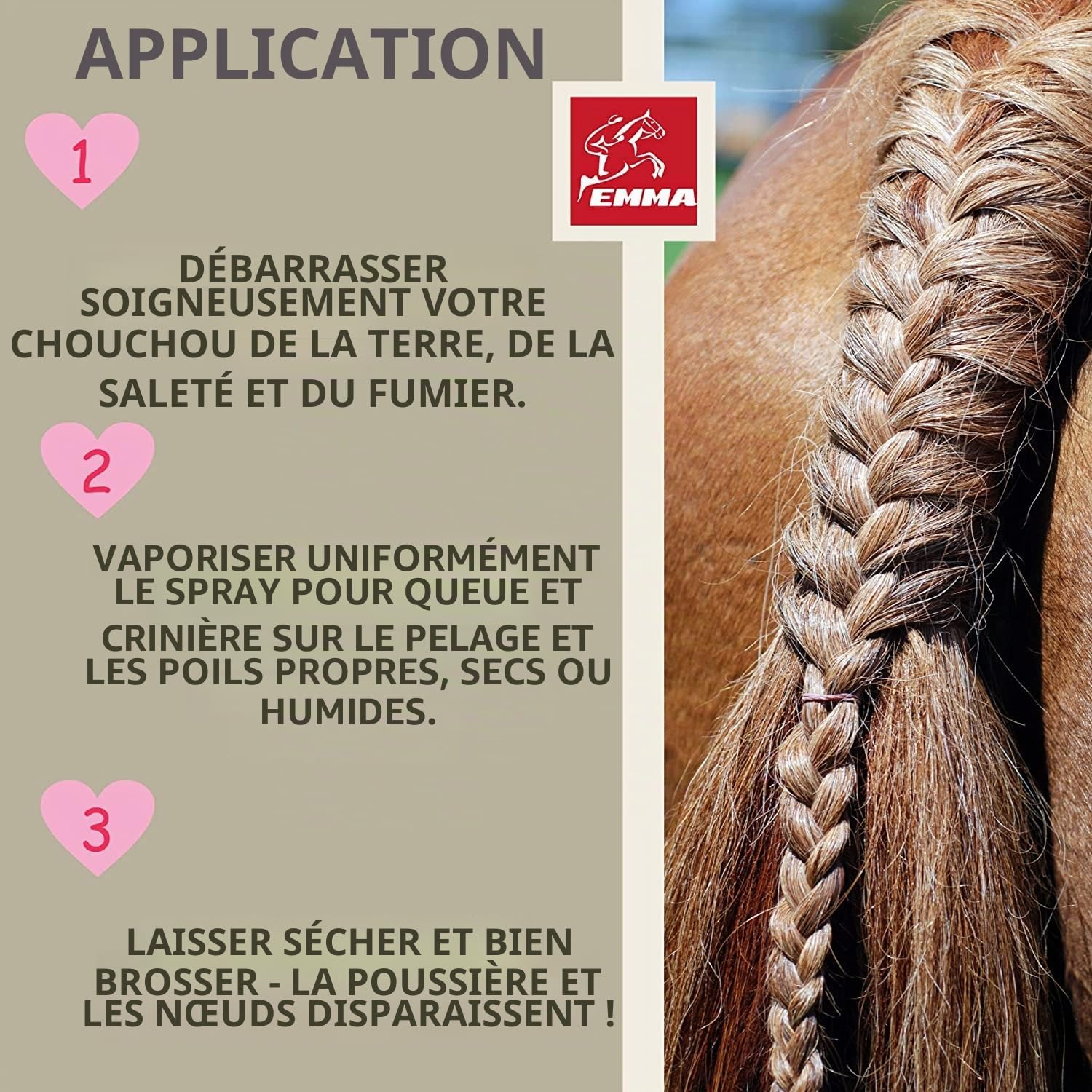 Spray pour crinière de cheval I Spray pailleté pour robe et poils longs I graisse pailleté I Kit de soins pour chevaux 3 pièces enfants I Spray pour queue rose I spray avec paillettes 500ml 2*250ml
