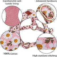 Vista 19 de CHEDE No Pull Floral Pattern Dog Harness - Lightweight and Soft, Adjustable Small Dog Harness Set with Leash, Suitable for Puppy to Medium-Sized Dog