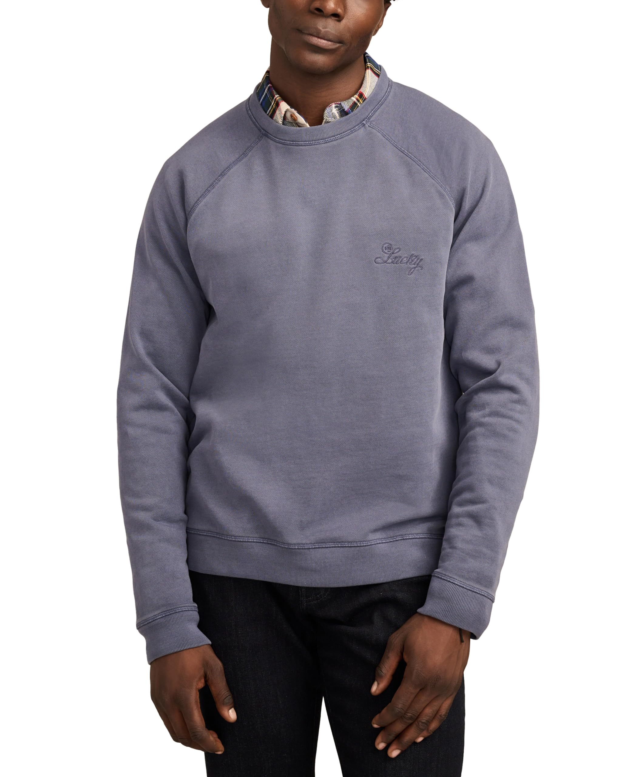 Lucky Brand Men's Fleece Logo Raglan Crew