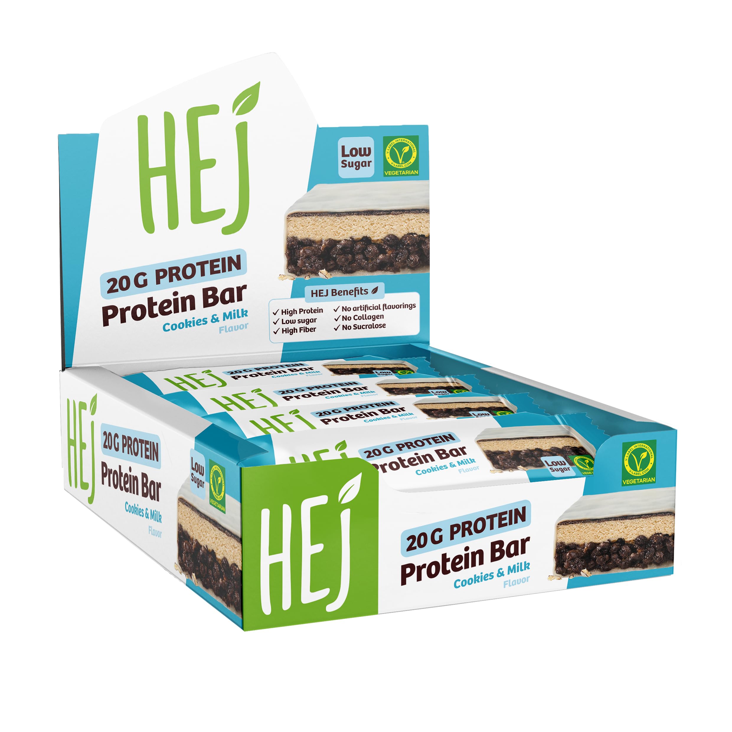 HEJ 20g Protein Bar 12x60g – Proteinriegel mit 20g Protein pro Riegel – Low Sugar Eiweißriegel – Vegetarisch & ohne Palmöl – Ohne Zuckerzusatz & ohne künstliche Aromen