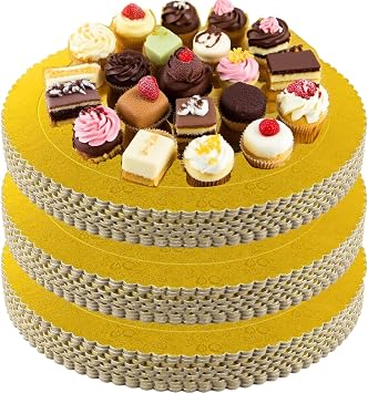 KEILEOHO 30 PCS 12 Inch Gold Cake Boards, Cake Cardboard Rounds, Grease Proof Cake Base for Birthday Wedding Party Decorating