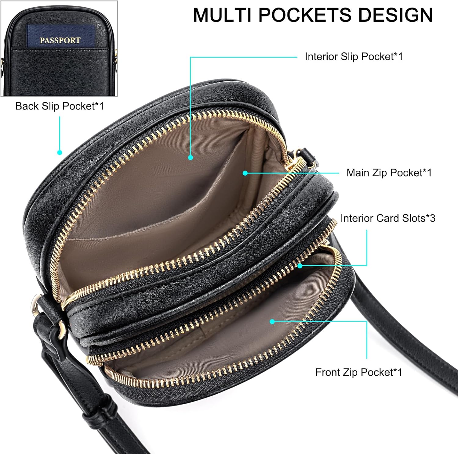 RONSIN Small Crossbody Bags for Women Cell Phone Purse PU Leather Cross Body Purse Handbags with Adjustable Strap - Image 6